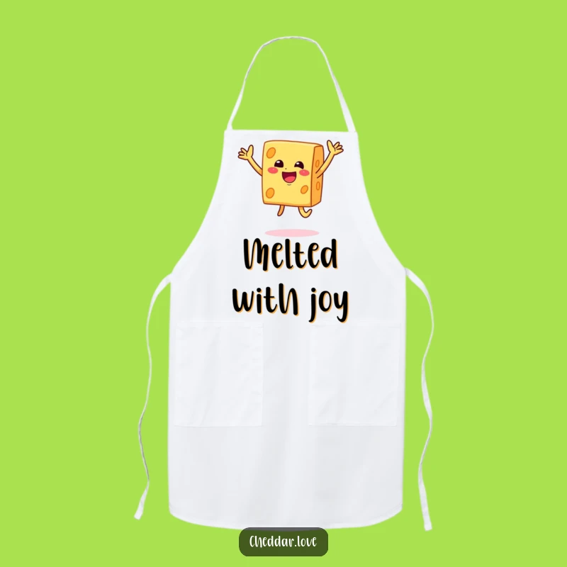Funny Cheese Jump Apron: Happy Cheddar Block Cooking Gear, Hilarious Kitchen Gift