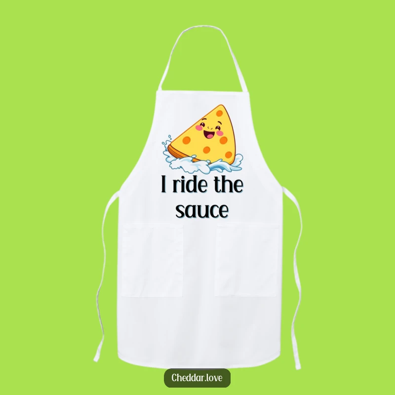 Funny Surfing Cheddar Cheese Apron - Cook Up Some Cheesy Fun!