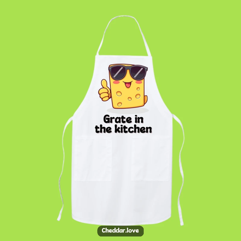 Funny Cheddar Cheese Sunglasses Thumbs Up Apron: Cook with Cool, Cheesy Confidence