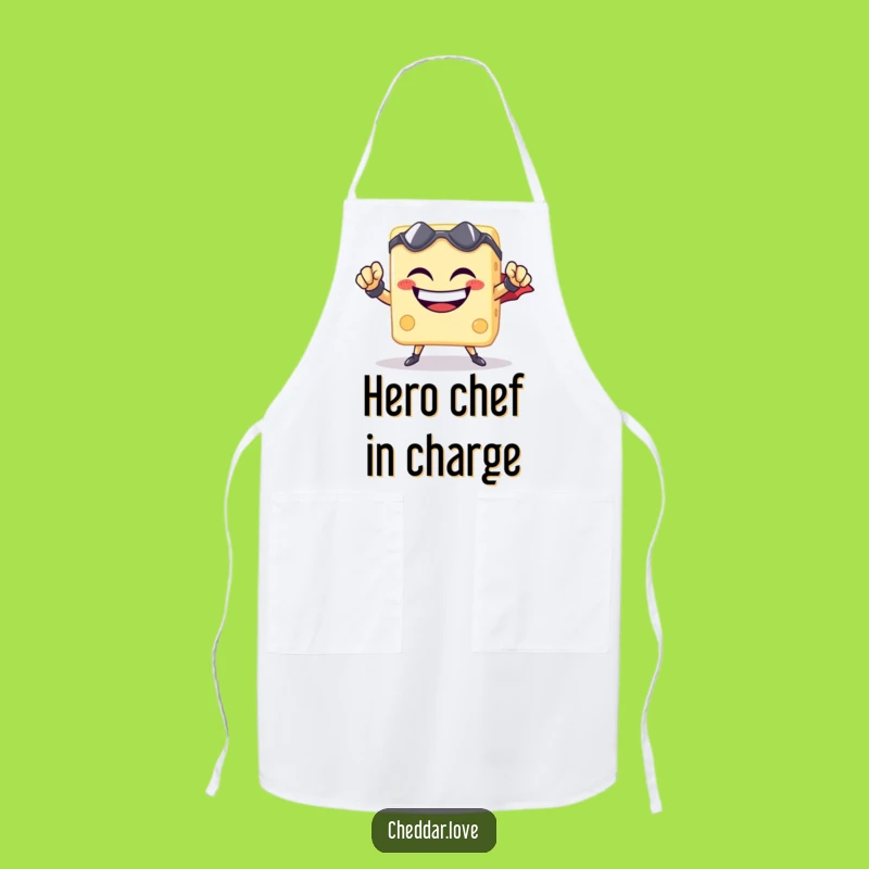 Funny Cheese Cube Superhero Apron - Cook with Heroic and Cheesy Flair