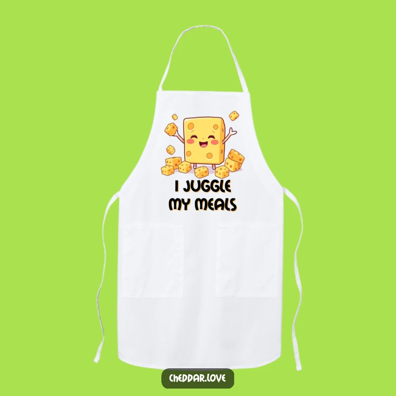 Funny Smiling Cheddar Cheese Juggling Apron - Adds Fun to Cooking