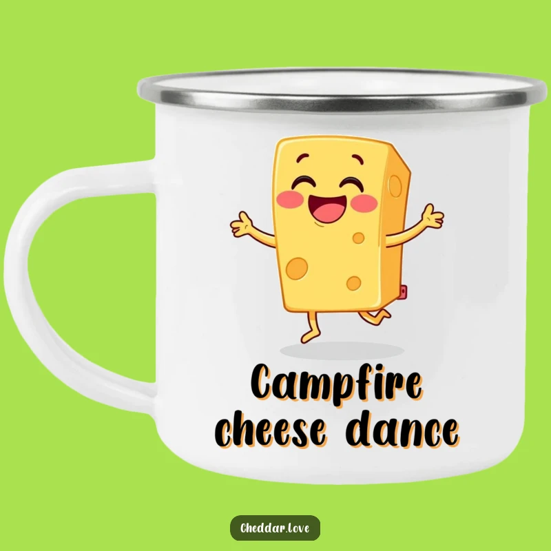 Funny Cheese Jig Camping Mug: Grinning Cheddar Cheers, Adventure Fuel!