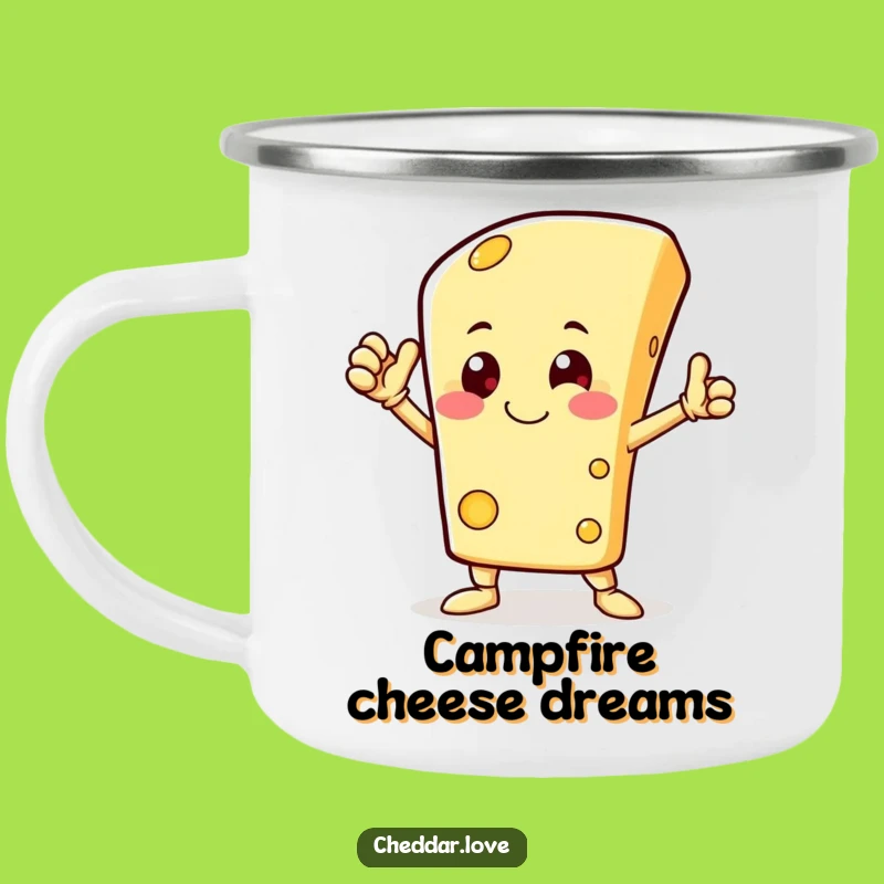 Funny Happy Cheese Hero Camping Mug - Outdoor Whimsical Adventure