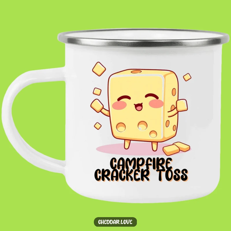 Funny Winking Cheese Cube Camping Mug: Adventure Sips with Juggling Fun - Gift!