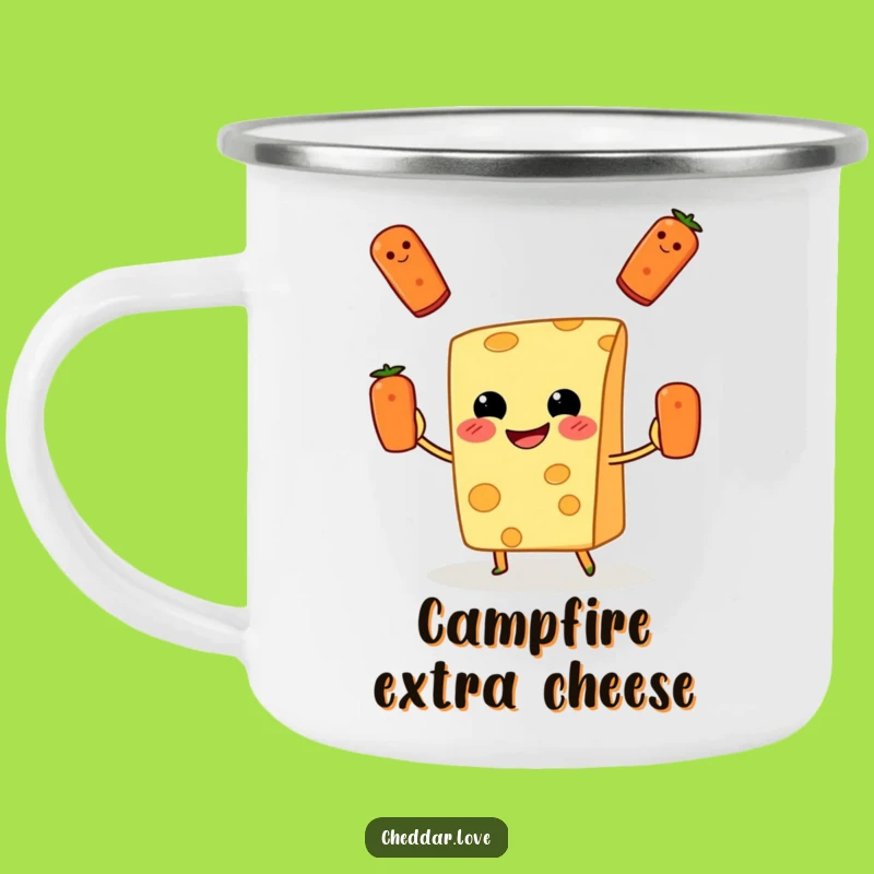Funny Cheese Juggling Pizza Camping Mug: Adventure Fuel for Food Lovers