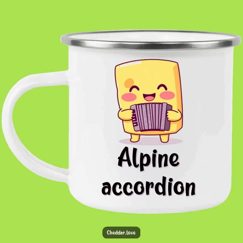 Funny Cheese Accordion Camping Mug: Outdoor Music Fun