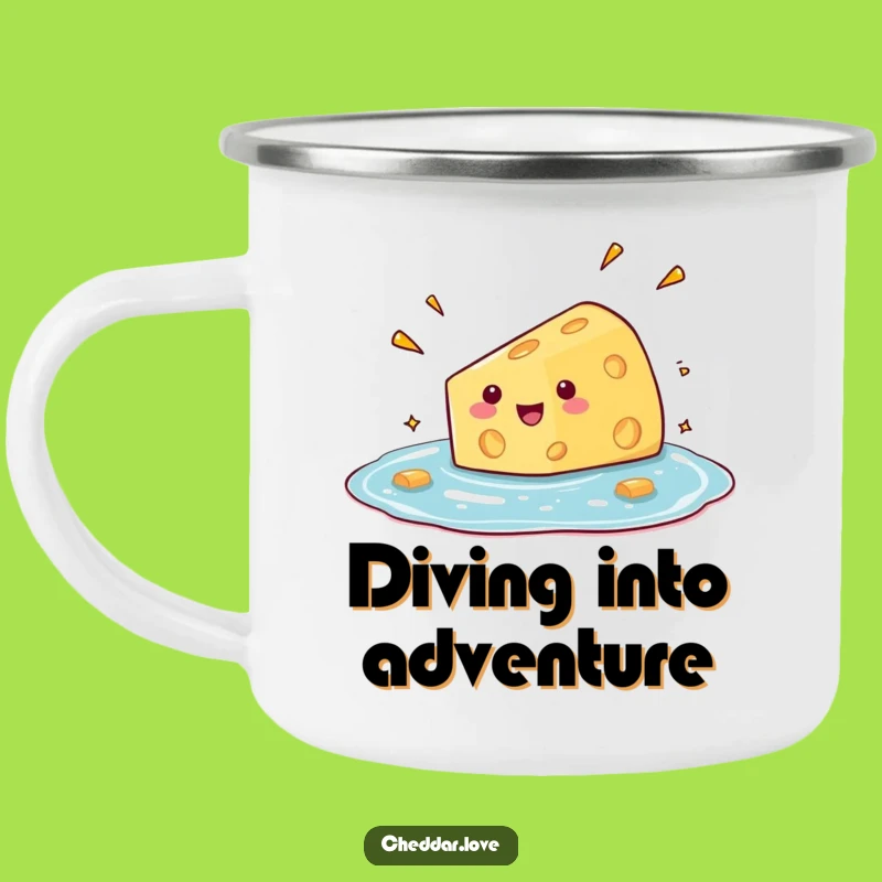 Funny Cheese Dive Camping Mug: Adventure with Cheesy Humor!