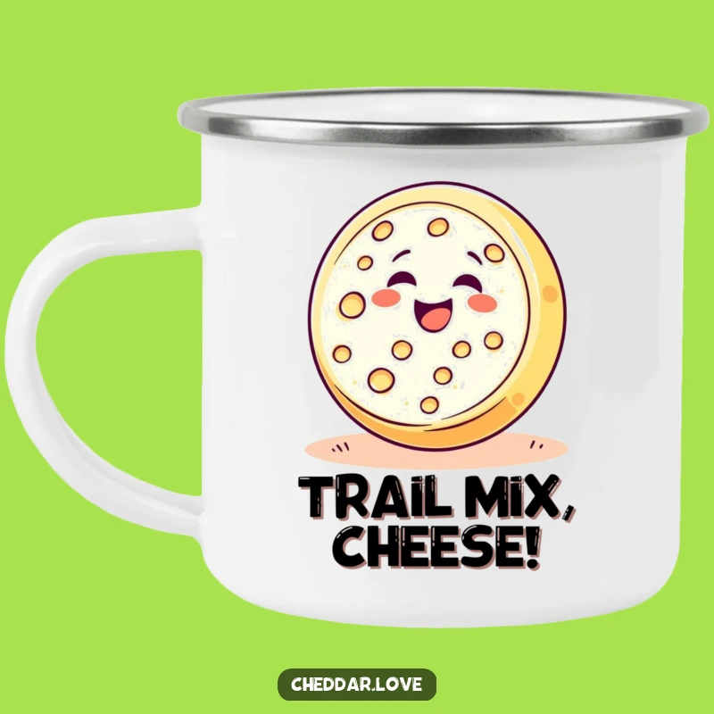 Funny Cheese Wheel Rolling Joy Camping Mug: Humorous Outdoor Foodie Gift