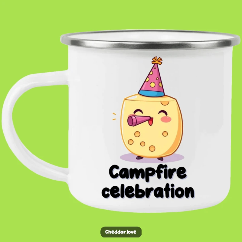 Funny Party Cheese Wheel Camping Mug: Campfire Celebrations, Funny Gift!