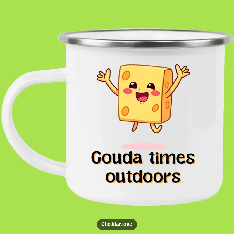 Funny Cheese Jump Camping Mug: Durable Cheddar Block Cup, Great Outdoor Gift