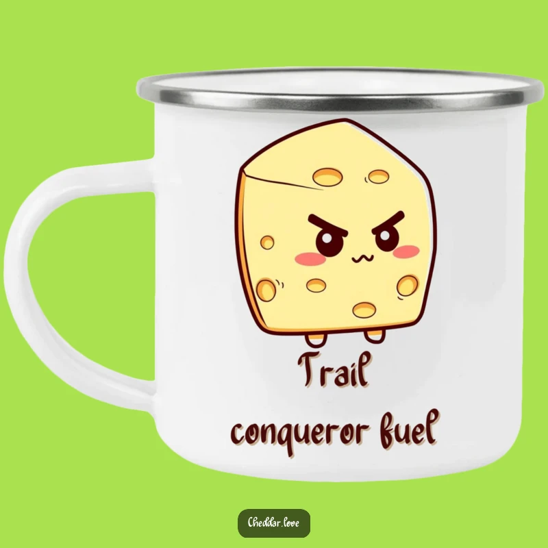 Funny Determined Cheese Wedge Camping Mug: Fuel Your Adventures with Drive!
