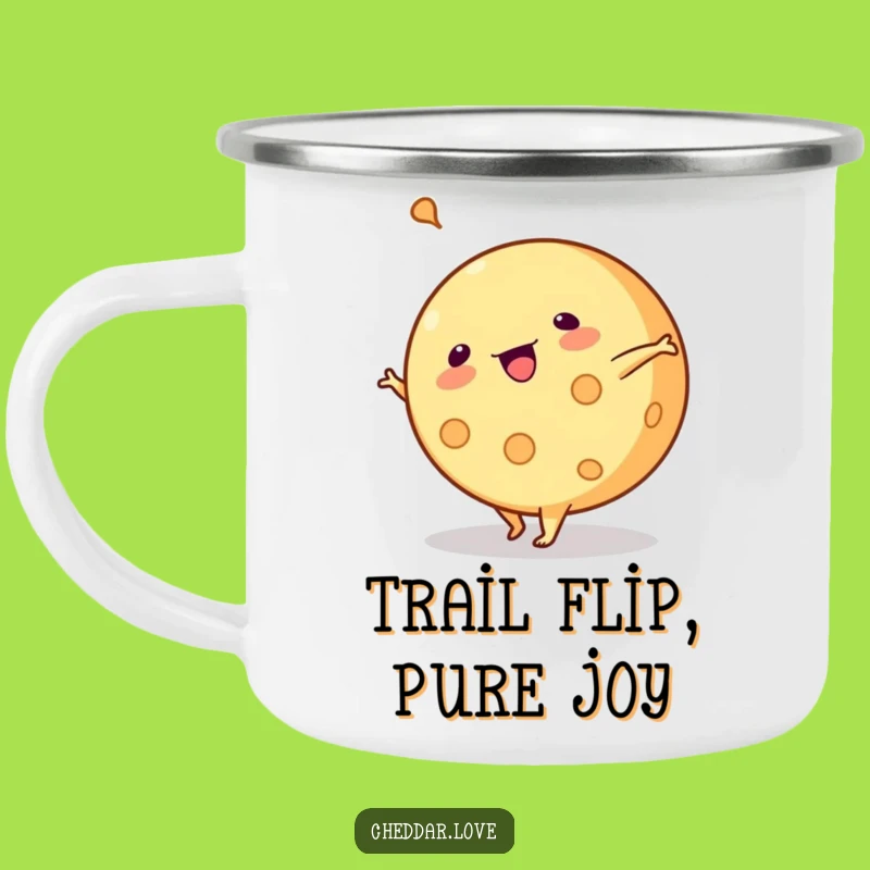 Funny Cartwheeling Cheese Camping Mug: Durable and Humorous for Outdoor Adventures