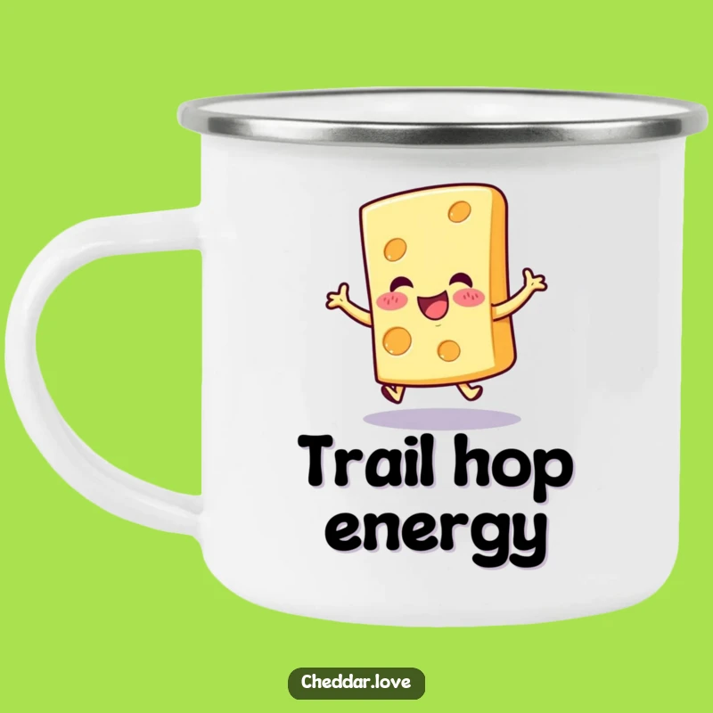 Funny Hopping Cheese Slice Camping Mug - Cheerful Camp Companion