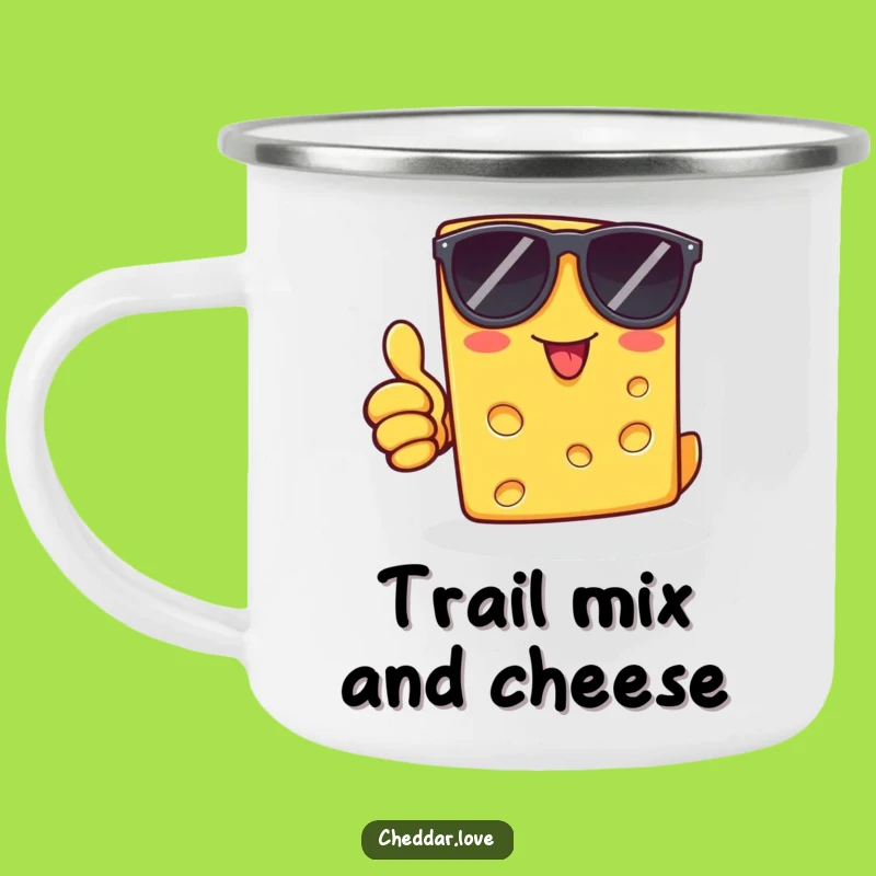 Funny Cheddar Cheese Sunglasses Thumbs Up Camping Mug: Your Cool Companion for Outdoor Adventures