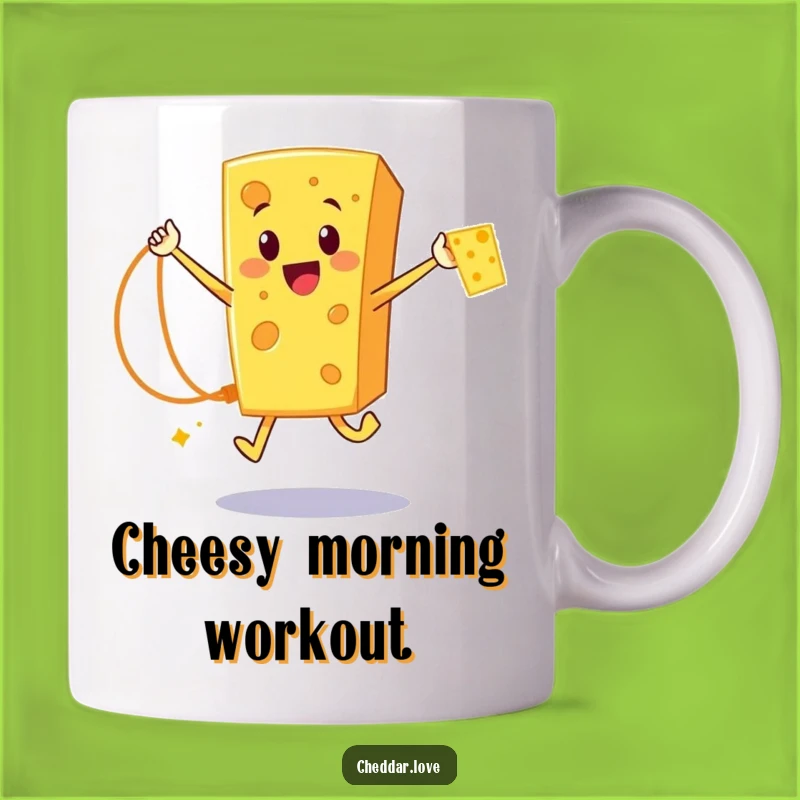 Funny Cheddar Cheese Rope Jumper Mug: Hilarious Cartoon Cheese Gift for Fitness Fun