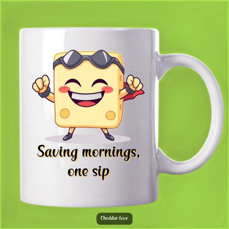 Funny Cheese Cube Superhero Pose Mug - A Hilarious Gift for Cheese Lovers