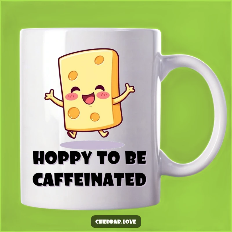Funny Hopping Cheese Slice Mug - Cheerful Gift for Cheese Lovers