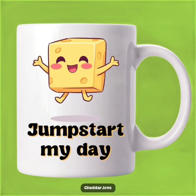Funny Jumping Cheese Cube Mug - Joyful & Energetic Gift for Cheese Fans!