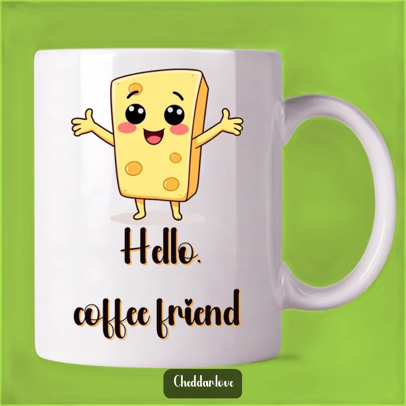 Funny Cheese Slice Greeting Mug - Welcoming Smile, Perfect Hello Funny Gift