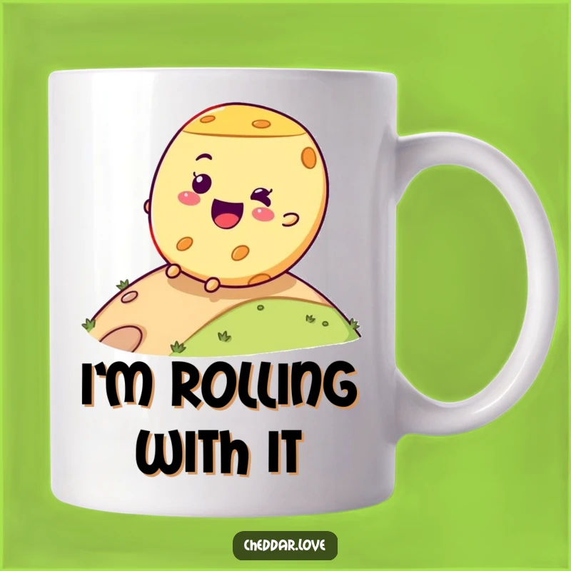 Funny Cheese Wheel Rolling Mug - A Joyful Dairy Delight Gift