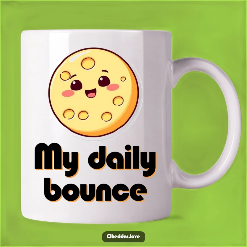 Funny Cheese Ball Mug: Cheerful bouncing cheese slice, a hilarious gift for cheese lovers!