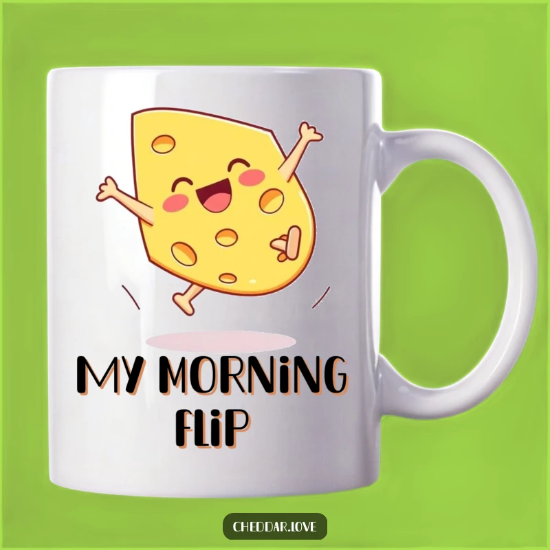 Funny Cartwheeling Cheddar Cheese Mug - Hilarious Gift for Energetic Fun Lovers
