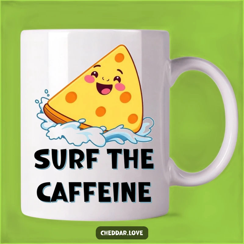 Funny Surfing Cheddar Cheese Mug - Hilarious Gift for Wave Riders & Cheese Lovers