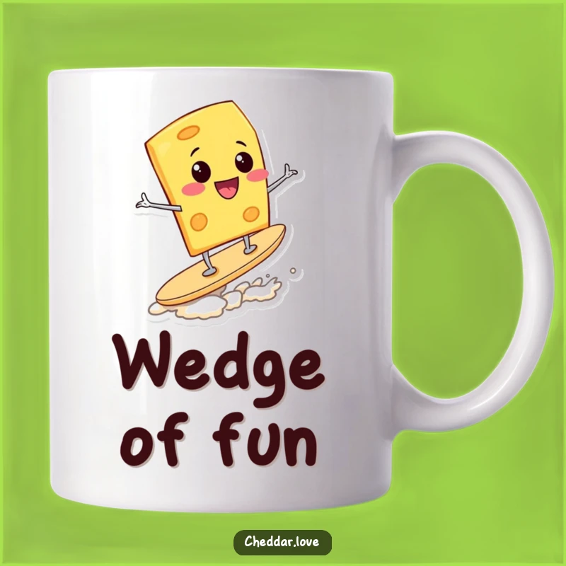 Funny Surfing Cheese Wedge Mug: Exciting Potato Chip Ride - Hilarious Gift for Foodies!