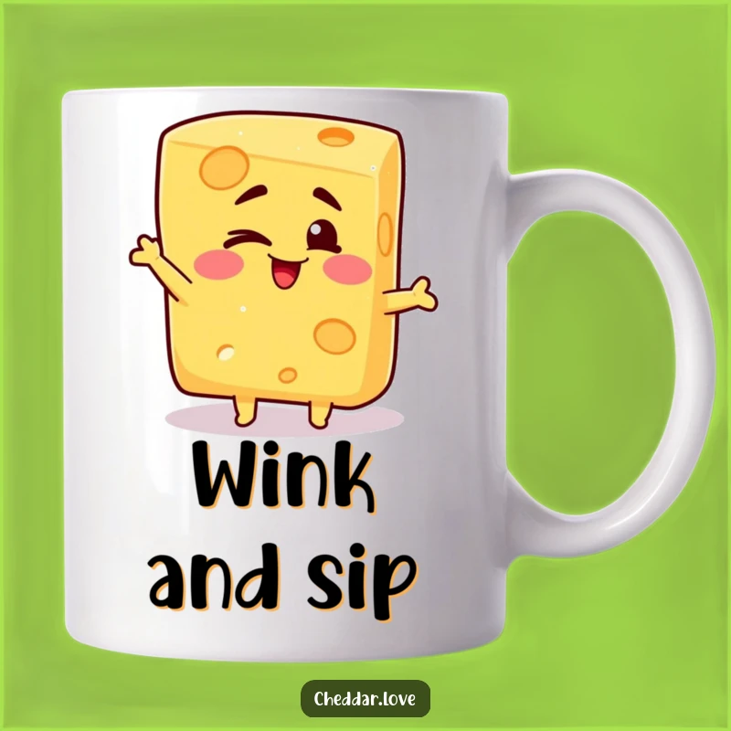 Funny Winking Cheese Mug: Silly block pose, a hilarious and funny gift for cheese fans!