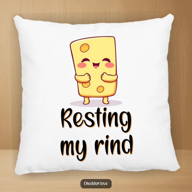 Funny Pillow: A plush cushion displays a smiling cheese slice giving a loving, warm, cheesy hug, perfect for cuddling.