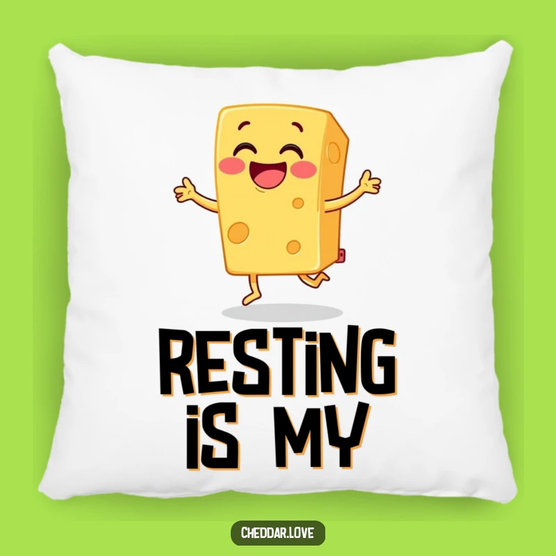 Funny Cheese Jig Pillow: Grinning Cheddar Comfort, Comfy & Hilarious Accent!