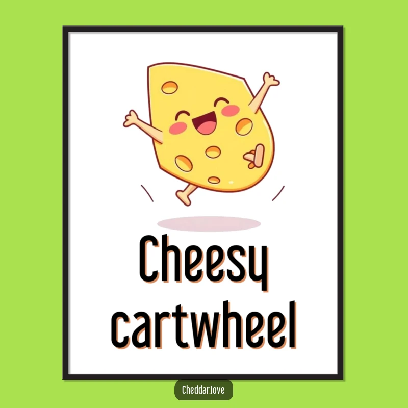 Funny Cartwheeling Cheddar Cheese Digital Art - Instant Joyful Decor