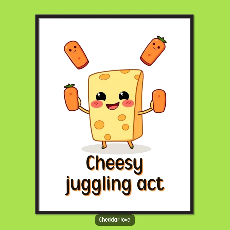 Funny Cheese Juggling Pizza Digital Art: Instant Foodie Decor
