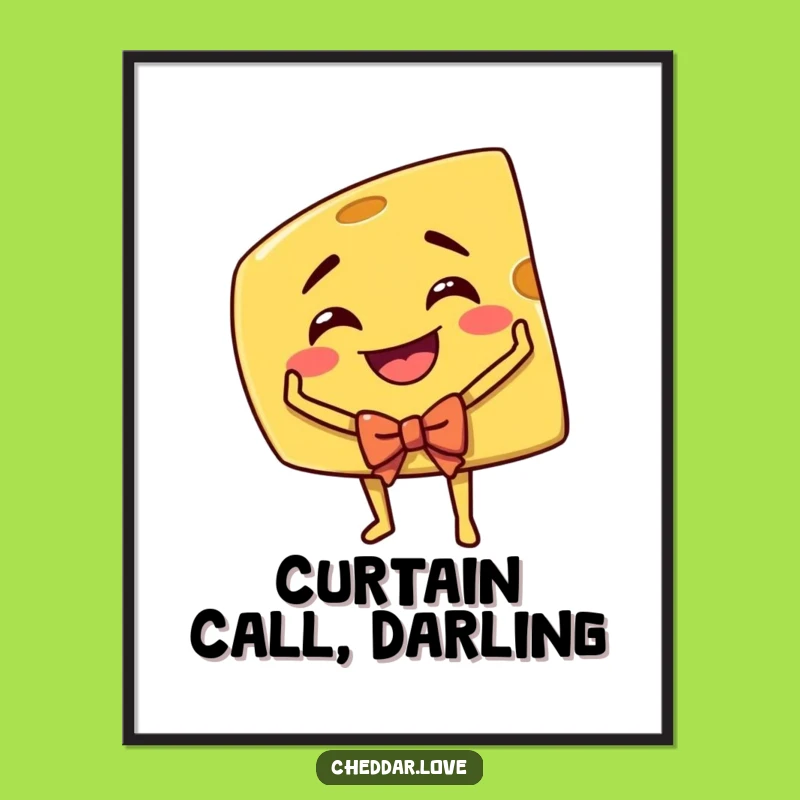 Funny Cheddar Cheese Actor Digital Art: Hilarious Cartoon Cheese Print