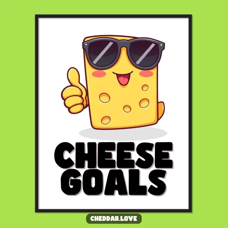 Funny Cheddar Cheese Sunglasses Thumbs Up Digital Art: Instant Cool Humor for Your Space
