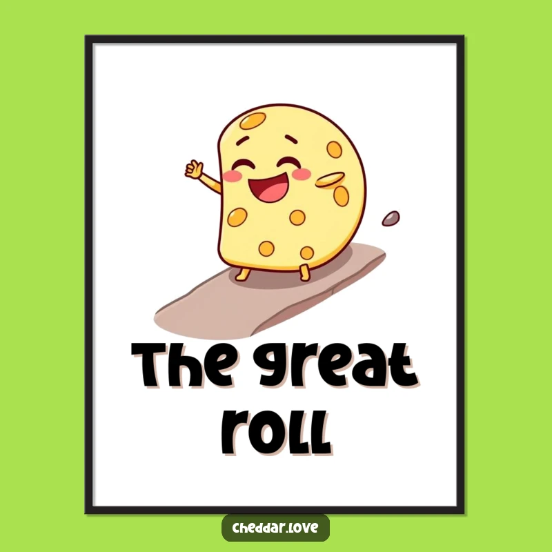 Funny Cheese Wheel Digital Print: Instant Downhill Joy Wall Art - Gift!