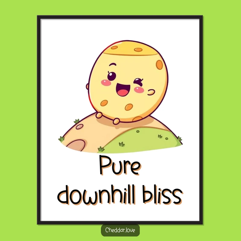 Funny Cheese Wheel Rolling Digital Art - Joyful Dairy Expression Print Gift