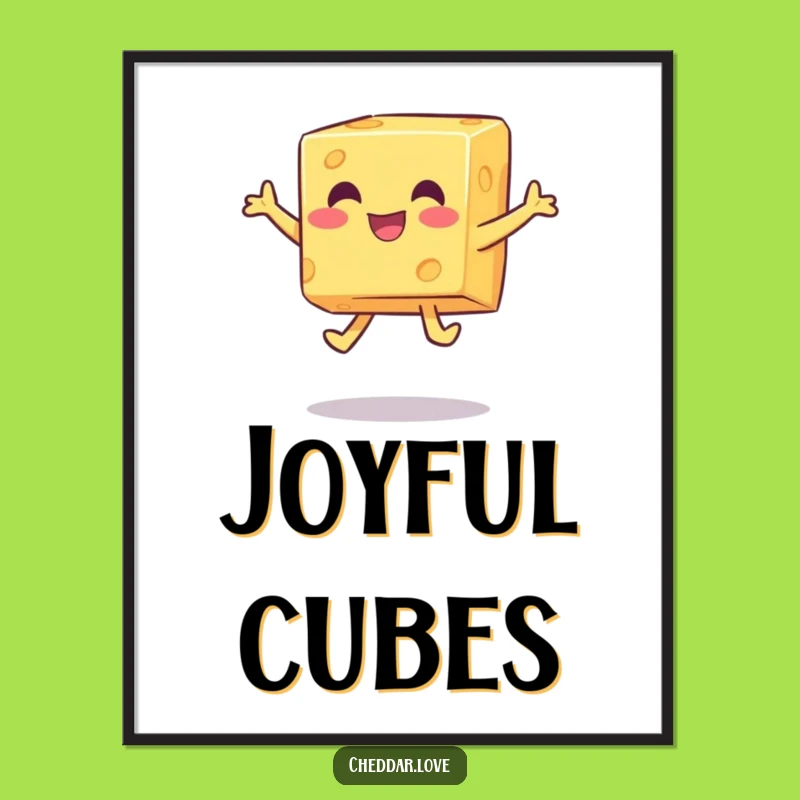 Funny Jumping Cheese Cube Digital Art - Instant Joyful Decor!