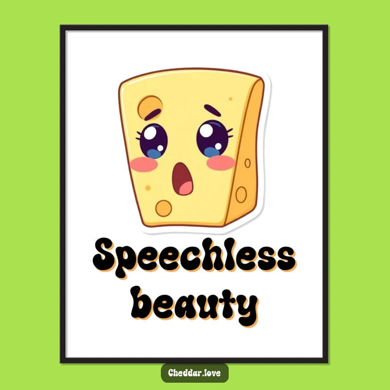 Funny Surprised Cheese Slice Digital Print: Instant Astonishment for Your Walls!