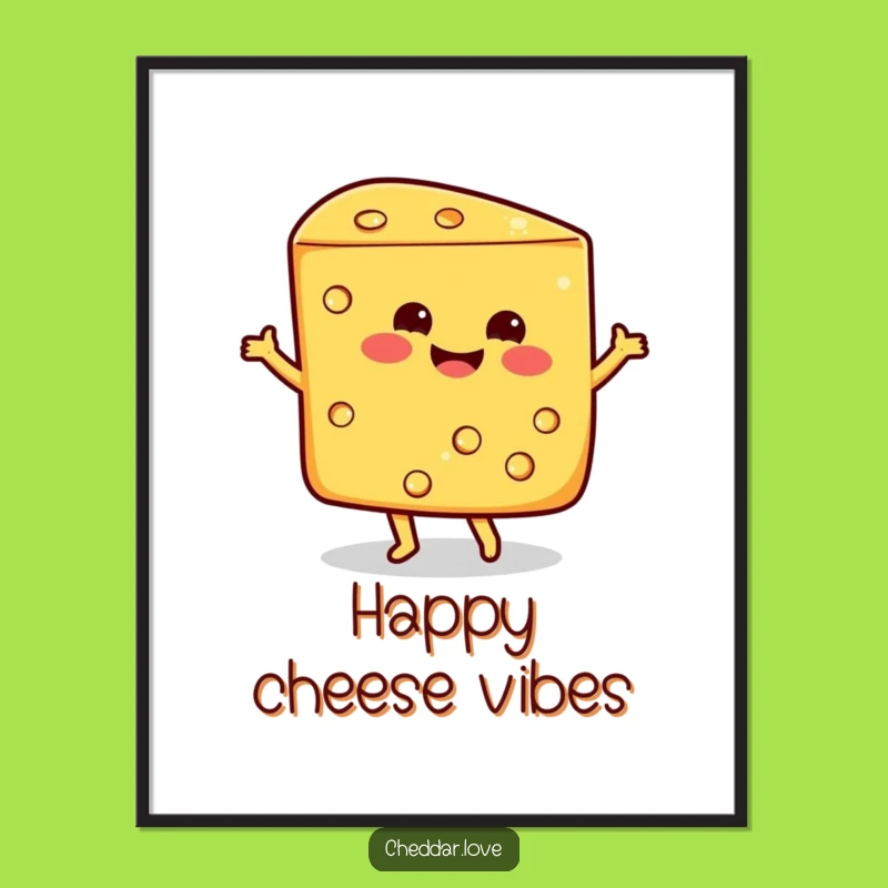 Funny Dancing Cheese Wedge Digital Art, Instant Gift for Happy Spaces