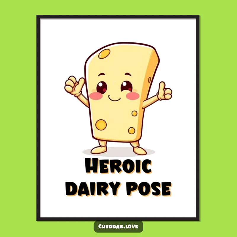 Funny Happy Cheese Hero Digital Art - Instant Whimsical Decor
