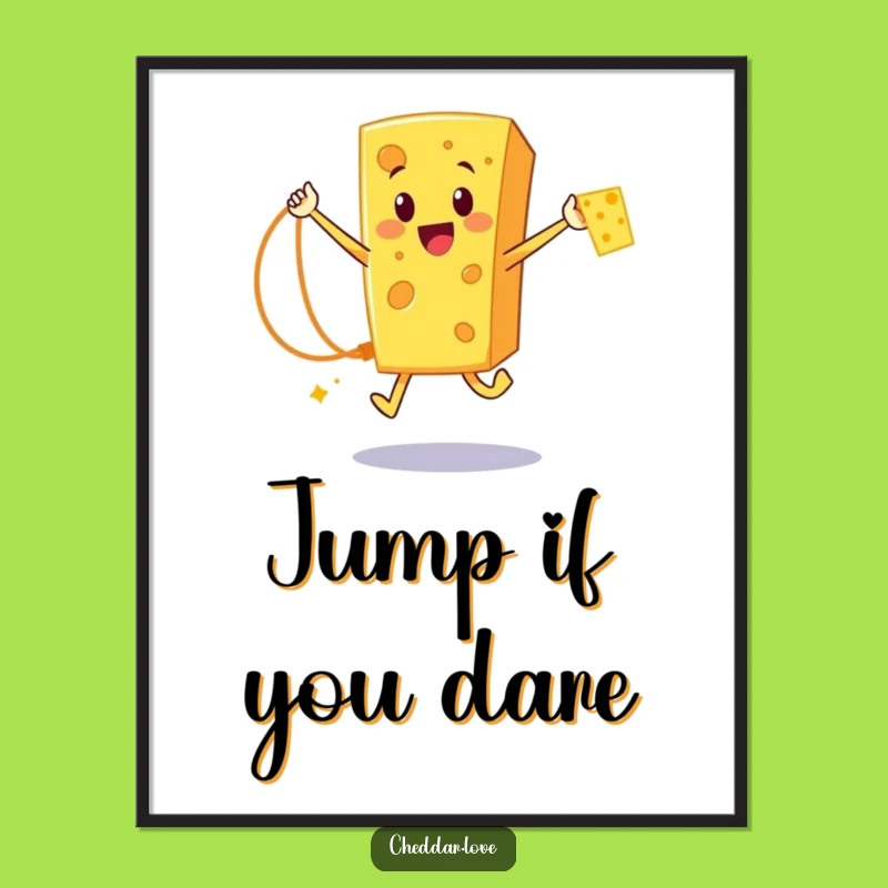 Funny Cheddar Cheese Rope Jumper Digital Art: Hilarious Cartoon Cheese Print