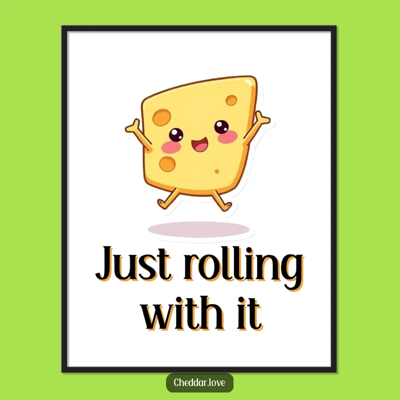Funny Cheese Cartwheel Digital Art: Instant Hilarious Dairy Decor for Your Walls