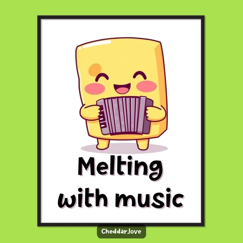 Funny Cheese Accordion Digital Print: Musical Art for Cheesy Homes