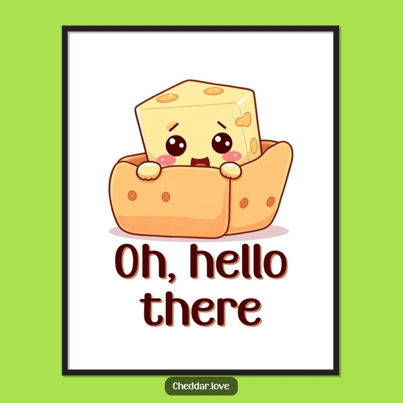 Funny Cheese Art Print: Surprised Snack Peek - Hilarious Digital Download