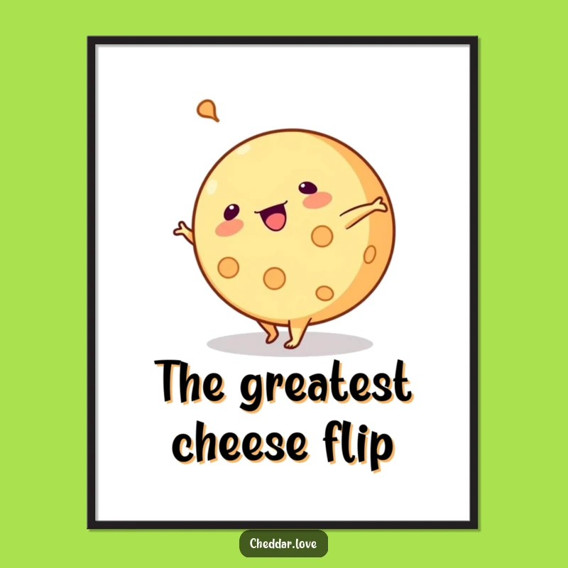 Funny Cartwheeling Cheese Digital Art: Hilarious Printable for Instant Wall Decor
