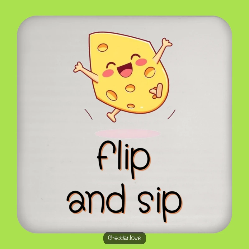 Funny Cartwheeling Cheddar Cheese Coaster - Protect Surfaces with Joy