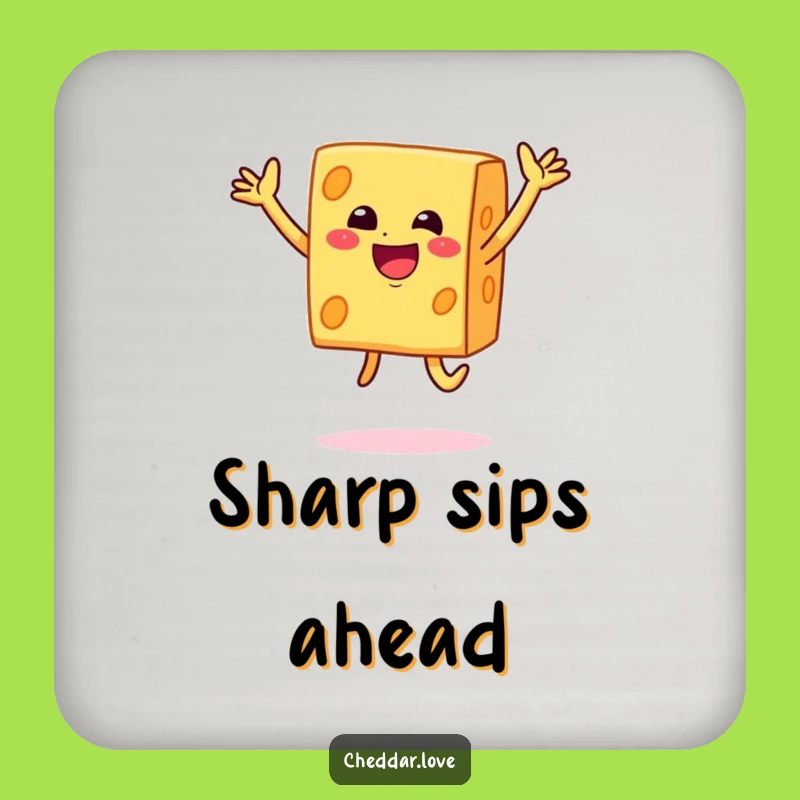 Funny Cheese Jump Coaster: Happy Cheddar Block Drink Protector, Humorous Gift