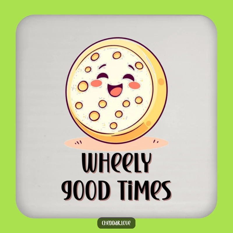 Funny Cheese Wheel Rolling Joy Coaster: Humorous Foodie Drink Protector Gift