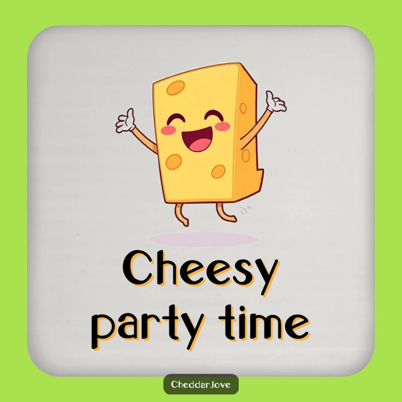 Funny Grinning Cheddar Cheese Dance Coaster, Humorous Table Protection Gift
